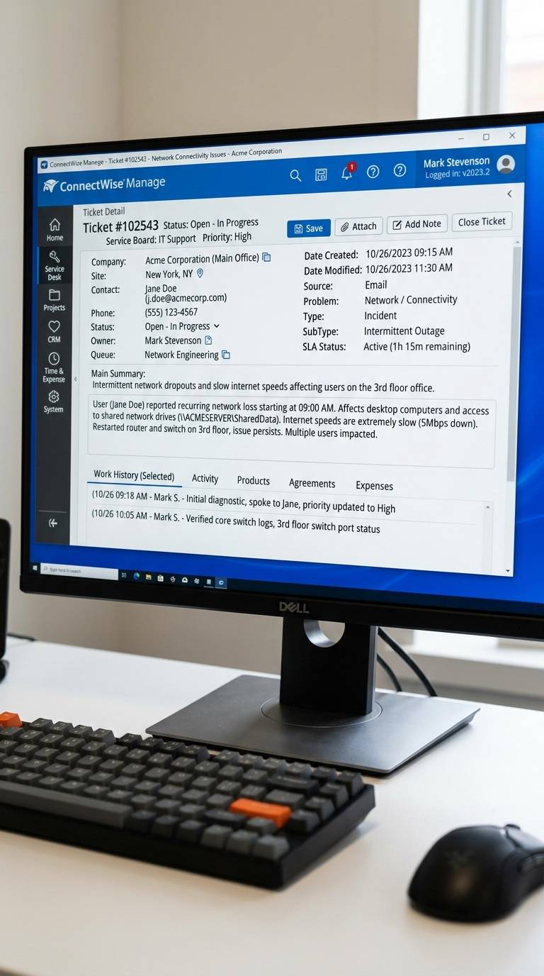 MSP ticket escalation in ConnectWise